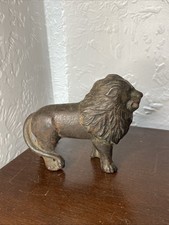 Authentic 1910’s A C Williams Cast Iron “Standing Lion” Still Bank Coin Antique picture