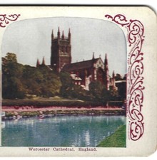 Worcester Cathedral, England, Circa 1900 Stereoview, Stereograph, SV Card picture