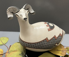Mata Ortiz Pottery Effigy Long Horned Sheep Ram Jerardo Tena Mexican Art Ceramic picture