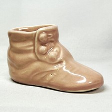 Pink Baby Shoe Planter Morton Vintage Art Pottery 3 Button Bootie Vase Nursery picture