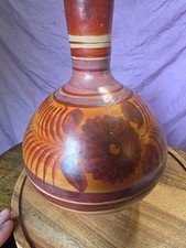 Vtg Mexican Tonala Burnished Clay Water Jug Botellon Cantaro Folk Art Mexico picture