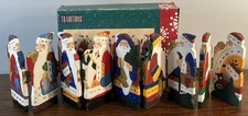 Vtg Traditions Hand Painted Folding Wood Santa Claus Christmas 36