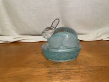 Glass Bunny Rabbit On A Nest Basket Covered Candy/Trinket Dish Galerie picture