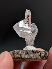 Faden Quartz, w/ Unique Growth, Montgomery County, Arkansas, + wood base picture