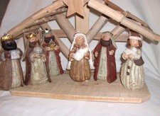 WOOD HAND CARVED NATIVITY SET Stable 10