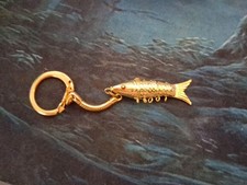 Vintage Articulated Flexible Fish Silverish/Gold Toned Pendant Keychain 2-1/2