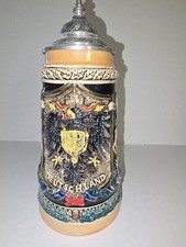Zoller Born Signed Handpainted German Stein Deutschland Eagle Pewter Limited NWT picture