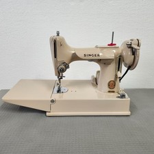 Stunning 1961 Singer Featherweight 221J Tan/Beige Fully Tested Sews A1 picture