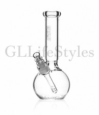 GRAV® MEDIUM 9.5” ROUND BASE WATER PIPE BONG, ICE PINCH, REMOVABLE STEM, CLEAR picture