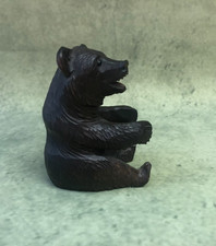 Antique Black Forest Carved Walnut Seated Bear Cub 3.5