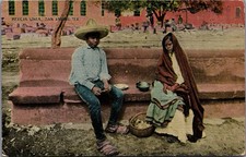 1911 San Antonio TX Mexican Lover Couple Sombrero Postcard Hand Tinted picture