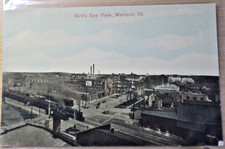 Birds Eye View Mattoon Illinois Postcard Unused Train Downtown 1529 picture