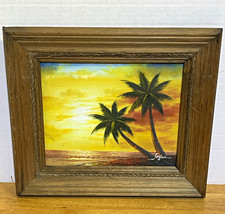 Joyce Signed Framed  Beach Sunset Palm Tree Painting Ocean galleryOcean City MD picture