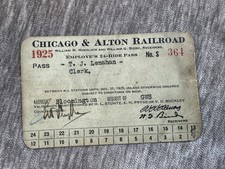 Vintage 1925 Chicago & Alton Railroad Ticket Card Bloomington picture