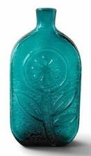 Vintage Wayne Husted Stelvia Italy Sunflower Glass Decanter Blue Aqua picture