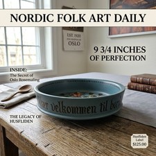 Vintage Husfliden Oslo Norwegian Rosemaling Wooden Bowl Hand Painted 9.75 picture