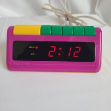 Vtg Ingraham Digital Alarm Clock Retro 80s 90s Pink Primary Colors Funky Tested picture