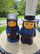 Vintage Amish Boy & Girl Coin Bank Decor 6 Inch picture