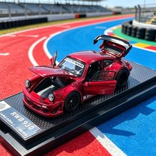 1:64 RWB 930 Widebody Clear Red Diecast Full-Open Miniature Collectible picture