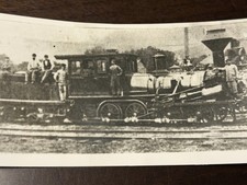 Antique 3x5.5 Photo Unidentified Steam Locomotive Train 4-4-0 Engine Crew Group  picture