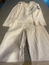 Vintage US Navy Sailor Uniform Set~Dress Whites~Bell Bottom Button Fly Pants~EUC picture