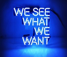 We See What We Want Blue Acrylic 14