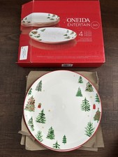 4 Oneida Entertain 365 Merry And Bright Accent Dinner Plates New In Box picture