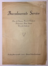 Polytechnic High School Riverside Calif. Baccalaureate Service Program 1936 picture