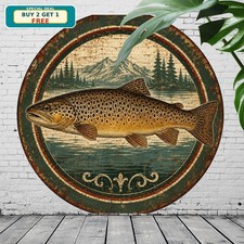 Brown Trout Fish Freshwater River Fishing Tin Sign picture
