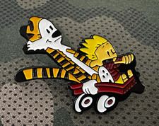 New rare Calvin and Hobbes Lapel Pin adventure wagon hat backpack pin picture
