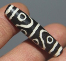 Real Nice Tibet 1800s Old Antique Buddhist Coloured Glaze 8 Eyes Dzi Bead Amulet picture