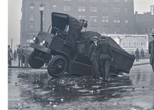 1929 Boston Walker Electric Coal Truck Sinkhole Street Crash Glass Negative OOAK picture