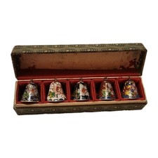 Beautiful Vintage Tiny Cloisonne Set Of Bells picture