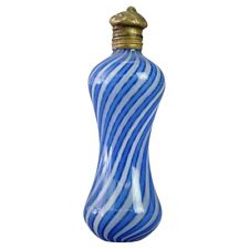 Antique Victorian Latticino Swirl Art Glass Perfume 19th C picture