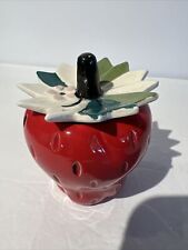 Vintage Cleminsons California Pottery Hand Painted Strawberry Jar With Lid picture