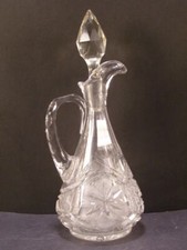 19 c Facet Crystal ABP American Brilliant Period Cut Glass Cruet Bottle Pitcher~ picture