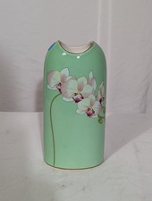 Koransha Style Arita Japanese Porcelain Vase Mint Green Orchid Gold Trim 8in picture