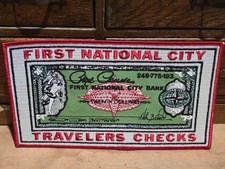🔥 Rare Vintage Travelers Checks Large Embroidered Patch NOS picture