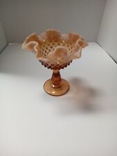 FENTON Opalescent Hobnail Glass-Double Ruffle Amber 6