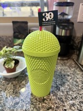 Starbucks Frappuccino 30-Year Anniversary Domed Cup Straw 16oz Lime Green picture
