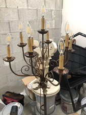 Vintage Victorian Style Candelabra Lamp Cast Metal Gothic. Plug in w/foot switch picture