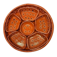 Mexican 7 pcs Terracotta Redware Clay Salsa Snack Serving Tray(SEE BELOW) picture