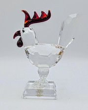 Shannon Crystal Godinger Rooster Figurine Red Clear Glass Original Box 2435 picture