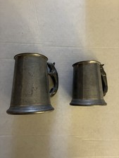 2 Vintage Sheffield English Pewter Tankard Fox Handle 5