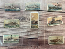 Set 8 Vintage Tobacco Cigarettes Cards The World's Dreadnoughts Old Battleships picture