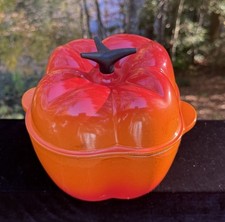 Vintage Le Creuset Flame Red Orange Ombre Bell Pepper Cocotte **Damage picture