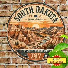 Badlands National Park South Dakota Round Tin Sign Travel Souvenir Plaque picture