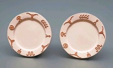 Vintage Frankcoma Pottery Bone White Ranch Longhorn Salad Plates 7.5 Inches picture