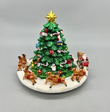 6.25” Animated Musical Christmas Tree Figurine Santa Sleigh Circles Tree picture
