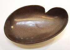 Vintage 1970's Frankoma Pottery 466 Plainsman Brown MCM Kidney Shaped Ashtray picture